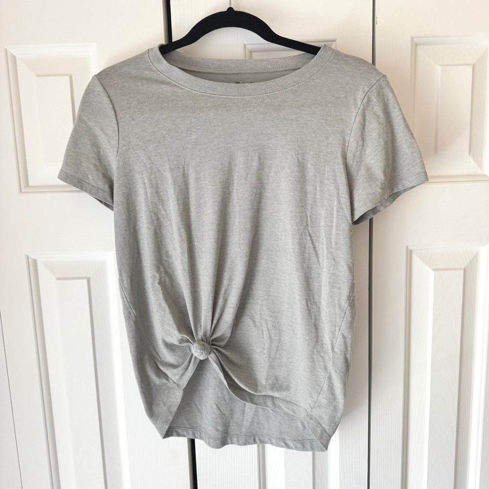 Madewell‎ Womens Gray Knot Front Short Sleeve T-Shirt Crewneck Size S